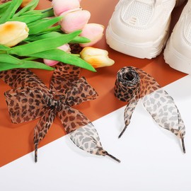 TENDYCOCO Wide Leopard Shoelaces 4CM Flat Polyester Laces for Sneakers Boots and Casual Shoes - Adjustable and Durable Design