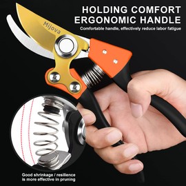 Secateurs, Pruning Shears for Gardening Heavy Duty with Rust Proof Stainless Steel Blades, Best Hand Pruners Garden Shears Ergonomic Gardening Tools