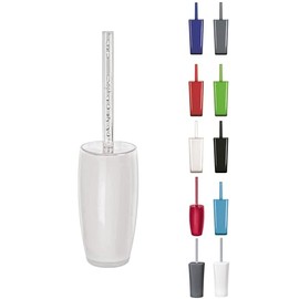 KW "Easy" Enlcosed Plastic Toilet Brush and Holder (Round Clear/White)