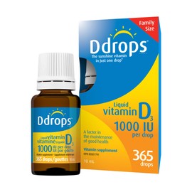 Ddrops Ddrops Adults 1000IU 365 Drops - Liquid Vitamin D3 Supplement, Supporting Strong Bones & Immune System