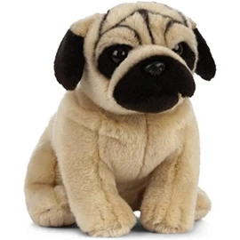 Living Nature Pug, Realistic Soft Cuddly Dog Toy, Naturli Eco-Friendly Plush, 19cm