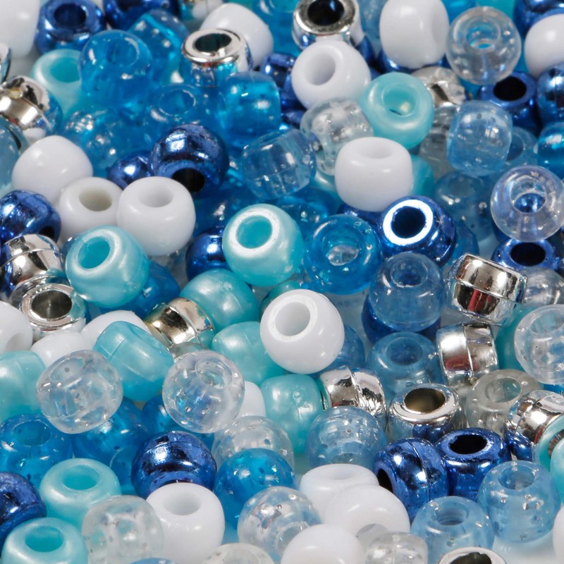 Elsa's Pony Bead Mix 200 Pieces Mixed Blue Beads Size