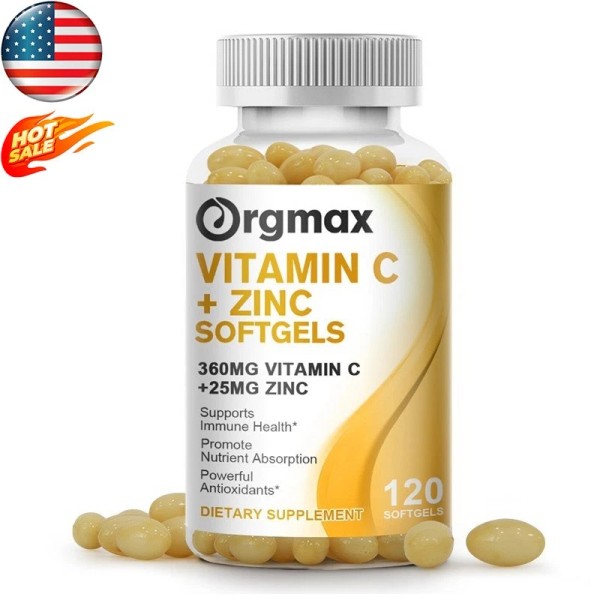 Orgmax Vitamin C & Zinc Complex Supplement - Immune Support,Skin