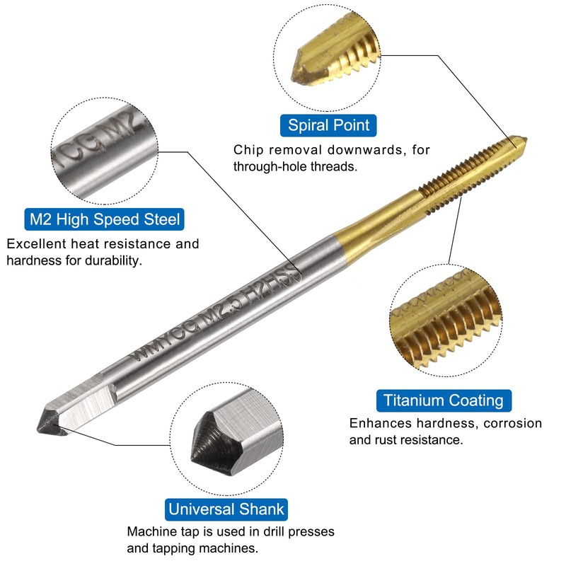 sourcing map Metric Tap & Drill Bit Set, 2pcs M2.5