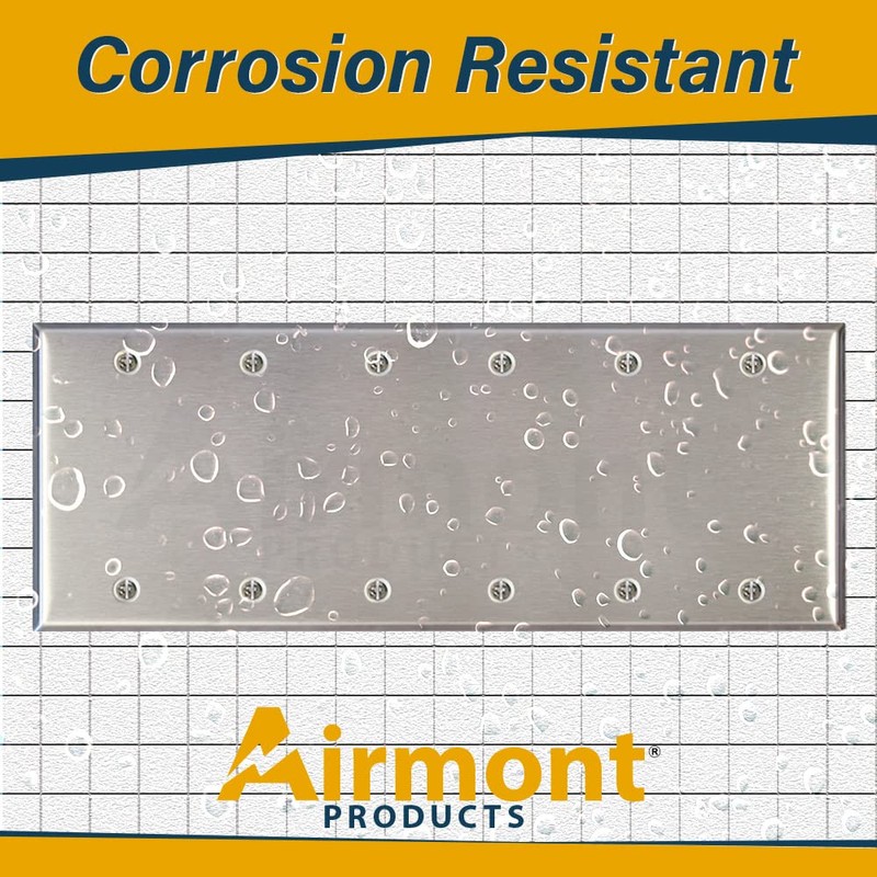Airmont Products Stainless Steel Blank Wall Plates, 6 Gang Standard