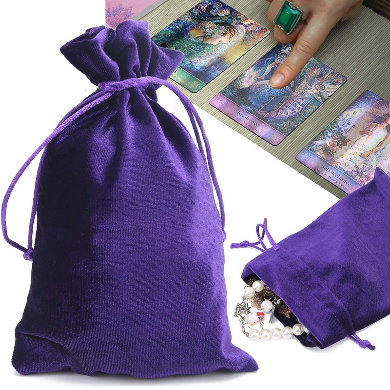 Tarot Storage Bag with Drawstring Velvet Durable Coin Bag (Purple)