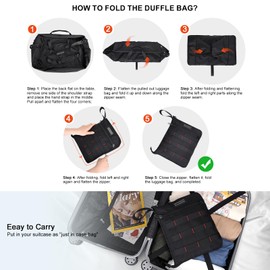 WITZMAN Foldable Duffle Bag for Travel 65L Lightweight Packable Duffel Bag with Shoes Compartment Overnight Bag for Men Women (B697 Black)