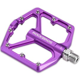ROCKBROS Mountain Bike Pedals MTB Pedals 9/16-Inch Sealed Bearing Lightweight Aluminum Alloy Bicycle Platform Flat Pedals for Road Mountain BMX MTB Bike (Purple)