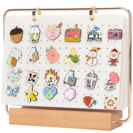 PACMAXI Display Organizers, Brooch Holder, Enamel Pin Pages for Store 180+ Pins, Collection Storage Calendar Wooden Stand With 6 Pages (Not Include Any Accessories) (White)