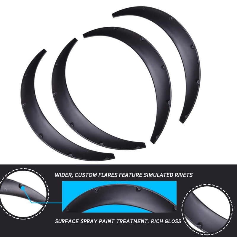 DREAMIZER 4x 2"/50mm Flexible Car Fender Flares Universal Extra Wide