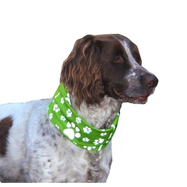 Ruffnek REFLECTIVE GREEN PAW & BONE PRINT DOG TUBE SCARF/COLLAR/BANDANA BE SAFE, BE SEEN - One Size/Medium Dogs