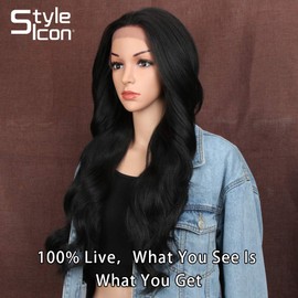 Style Icon Lace Front Wigs 66 x 13 x 4 cm. Lace Wig Long Wavy Synthetic Wigs For Women Deep Part Heat Resistant Fibre Lace Front