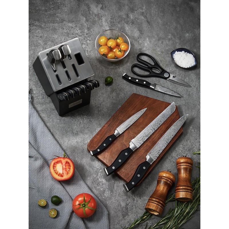 Knife Block Set, FOHERE 14 Pieces Self Sharpening Knife Block