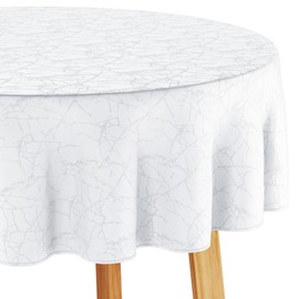 Filumi Tablecloth 130 x 180 cm Oval White Washable for Indoor Outdoor Marble Pattern Manil