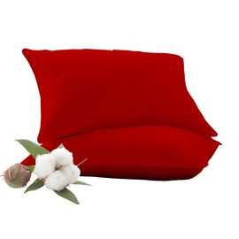 Toddler Travel Pillowcase Set of 2 pc 12x16 inch Red Solid Baby Pillow Cover 100% Soft Egyption Cotton 500 Thread Count with Zipper Closer Decorative Pillowcase 12x16 Red Solid