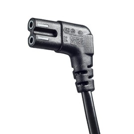 Shortix Short Power Cable (Power Cable with Angled Euro Flat Plug to Angled Euro 8 Socket), Black, 75 cm