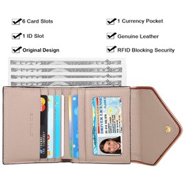 Lavemi Ultra Thin Small Compact Leather Womens Girls Wallets RFID Blocking Credit Card Holder for Women(Envelope Brown)