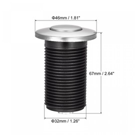 sourcing map Garbage Disposal Air Switch Button 32mm Dia 304 Stainless Steel Self Locking for Sink Top Waste Disposer