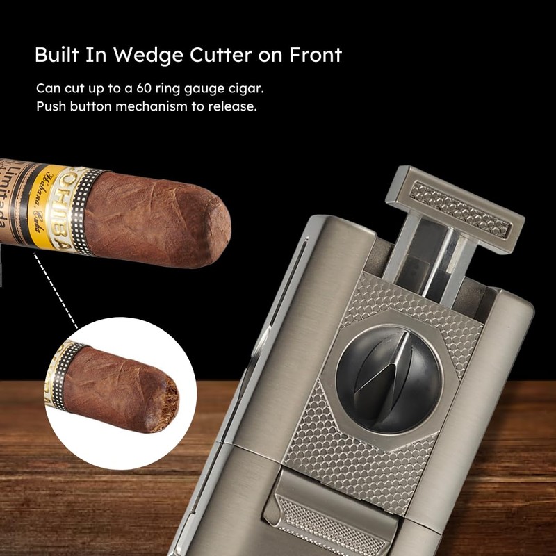 Visol Joplin Quad Torch Multi-Tool Table Lighter, Built in Guillotine