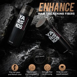 Yargkos Hair Fibers for Thinning Hair or Fill In Fine, Hair Building Fibers (28g) for Women & Men, Hair Powder for Instantly Thicker, Fuller Looking - DARK BROWN