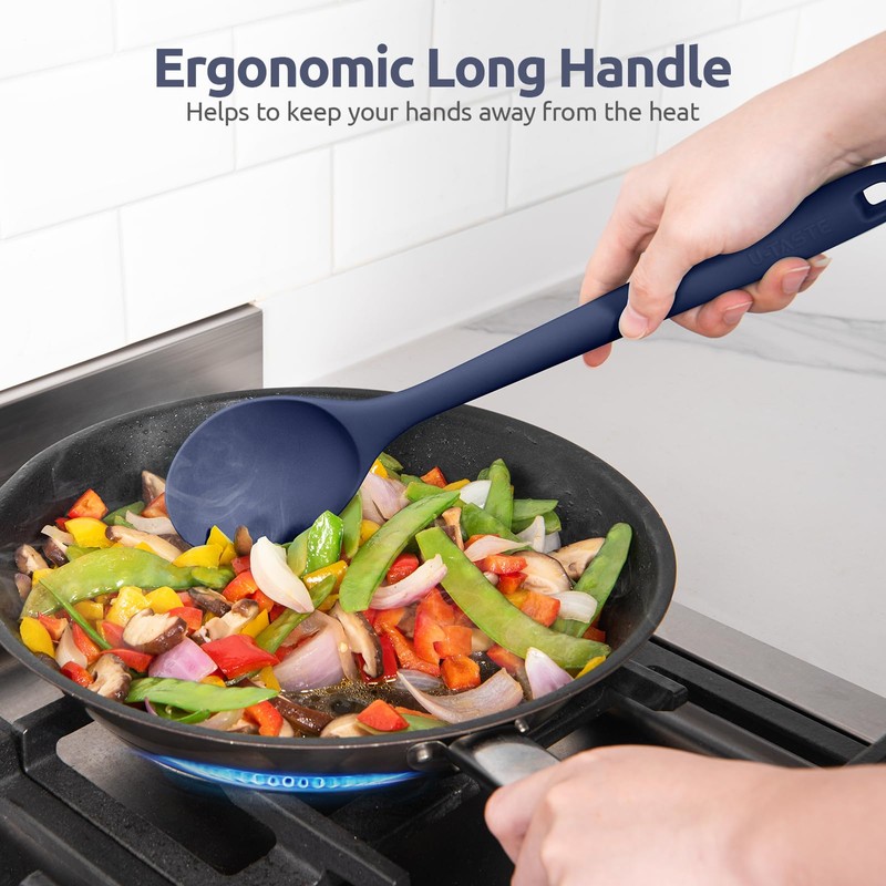 600ºF Heat Resistant Silicone Spoon: U-Taste 13.3in Solid Kitchen Cooking