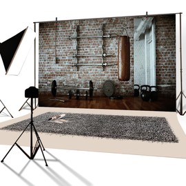 YongFoto 3 x 2 m High School Background Indoor Gym Backgrounds for Photography Studio Equipment Shabby Brick Wall Gloomy Grunge Wood Floor Vinyl Photo Background Men Women Studio Props