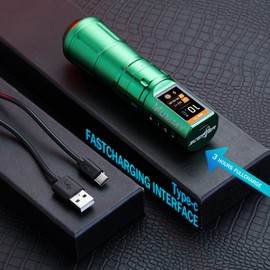 Mummy Scepter Tattoo Machine Pen with Adjustable 7 Strokes 2.4,2.7,3.0,3.3,3.6,3.9,4.2mm 1800mAh(Machine with Extra Battery)