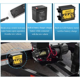 BUNKER INDUST Trailer Brakes Breakaway Kit with Charger, LED Indicator, Switch, 12V 5AH Battery for Trailer Caravan