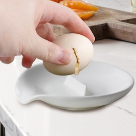 FFQ Egg Cracker Spoon Holder, Spoon Rest for Kitchen,Ceramic Spoon Holder for Stove Top, Cooking Spoon Holder,Heat Resistant Utensil Rest for Countertop