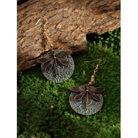 MINACHI Vintage Boho Antique Dragonfly Dangle Drop Earrings, Bohemian Hippie Statement Jewelry Gift for Women