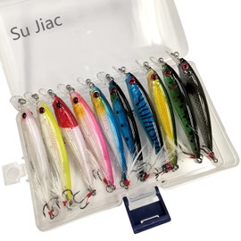 Su Jiac Lure Set Minnow Sinking Minnow (9cm 8g 10 Colors Set) Fishing Lure Set Pencil Bait Built-in Beads Bakugh Sea Bass Flounder Double Hook