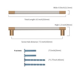 KNOKLOCK 10 Pack 7.5 Inch(192mm) Kitchen Cabinet Handles Brushed Satin Nickel and Champagne Bronze Knurled Cabinet Pulls Kitchen Cabinet Hardware Drawer Pulls for Dresser Cupboard Wardrobe