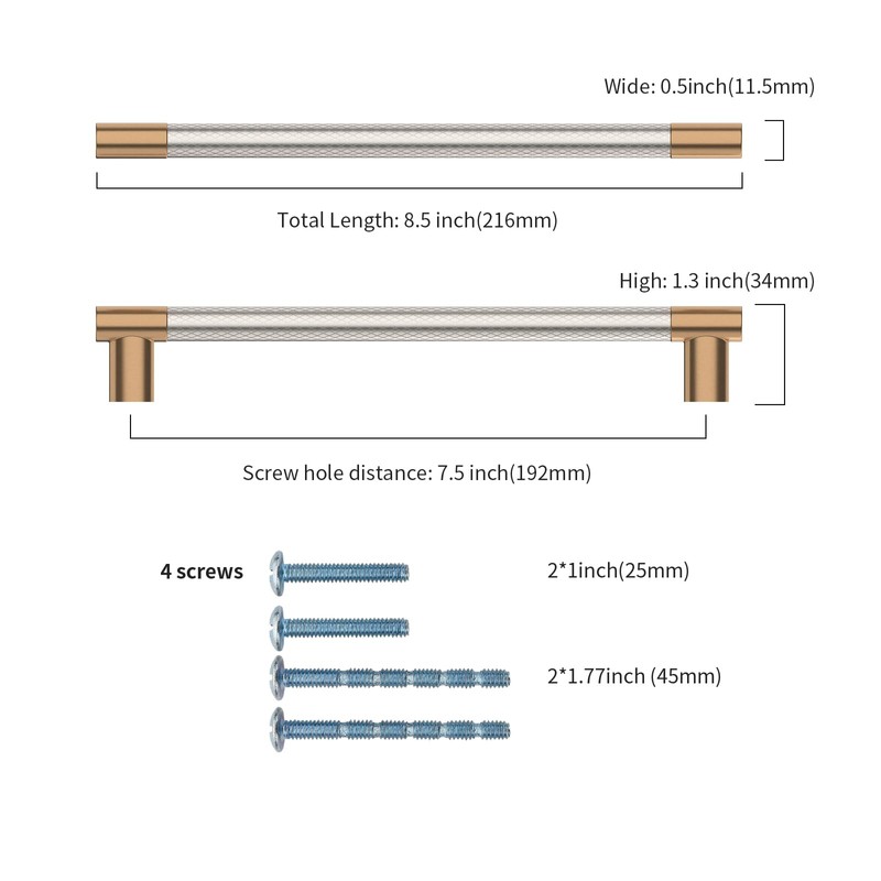 KNOKLOCK 10 Pack 7.5 Inch(192mm) Kitchen Cabinet Handles Brushed Satin