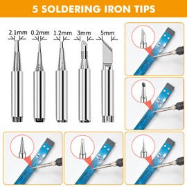 Soldering Iron Kit with Digital Multimeter, 80W LCD Adjustable Temperature 180-480°C Soldering Welding Iron Tools with ON-Off Switch, Soldering Iron Tips Solder Sucker Stand Tweezers Solder Wire