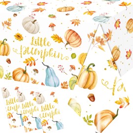 3Pcs Little Pumpkin Table Cloth Plastic Fall Baby Shower Decorations A Little Pumpkin is On The Way Baby Shower Tablecloth Fall Tablecloths Thanksgiving Tablecloth Pumpkins Gender Reveal