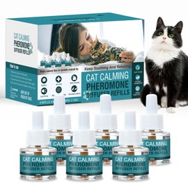 MAZHAOX Cat Calming Diffuser Refill 6 Pack 180 Day Pheromone Solution for Cats Plug-in Cat Pheromones to Reduce Stress, Anxiety, Scratching & Spraying 48ml Vials Fit All Cat Breeds