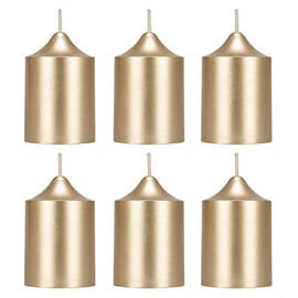 Mega Candles 6 pcs Unscented Solid Bell Top Gold Pillar Candles, Hand Poured Premium Wax Candle 2 Inch x 3 Inch, Home Décor, Wedding Centerpieces, Birthdays, Celebrations, Party Events, Memorials