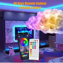 ViLSOM LED Cloud Light,2pcs RGB Cloud Lights with IC Remote Control and APP Control Cool Lights Sync Music Color Changing Led Light for Bedroom Ceiling Adults and Kids Modern Home Decorations