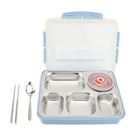 Yosoo Health Gear Insulated Lunch Box with 5 Compartments, 304 Stainless Steel and Leaks Containers, Portable Thermal Food Container, Soup Bowl, Sticks, Storage Container, Good