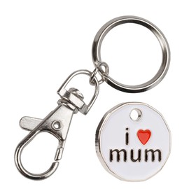 Harts 1 unit New Shape £1 coin Trolley Tokens Keyrings Supermarket Locker (I love Mum)