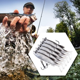 Fishing Baits for Saltwater | 5X Swim Baits for Bass Fishing with Hooks,Fishing Gear, Soft Fishing Bait for Bass Trout Freshwater and Saltwater