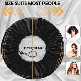 BHAHB 2 PCS Shower Cap Reusable Waterproof Double Layer Elastic Adjustable Hair Bath Caps for Girls Women Cute Aesthetic-Sun Moon