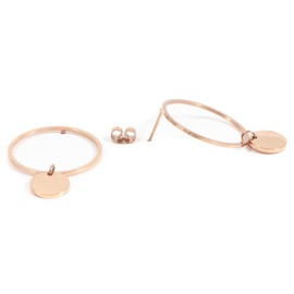 Happiness Boutique Women Hoop Earrings with Round Disc in Rose Gold | Circle Earrings Minimalist Stainless Steel Jewellery