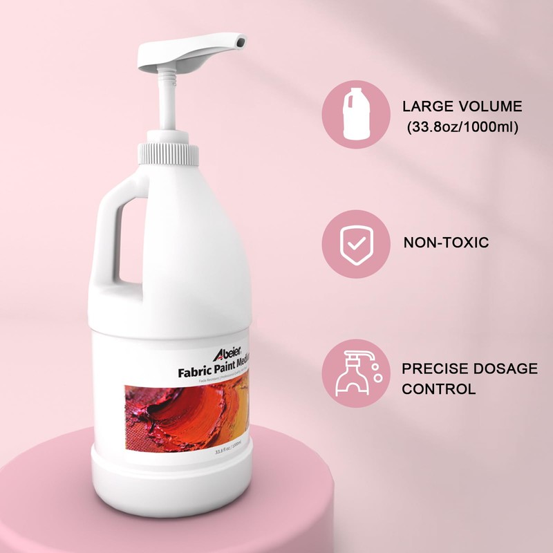 ABEIER Fabric Medium for Acrylic Paint, 33.8 oz/1 L with