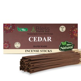 Bless-Cedar-Incense-Sticks 100%-Natural-Handmade-Hand-Dipped-Incense-Sticks Organic-Chemicals-Free for-Purification-Relaxation-Positivity-Yoga-Meditation The-Best-Woods-Scent (100 Sticks(150GM))