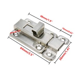 Rannb Slide Latch Lock 2-1/2" Barrel Bolt Stainless Steel Latch - 2pcs