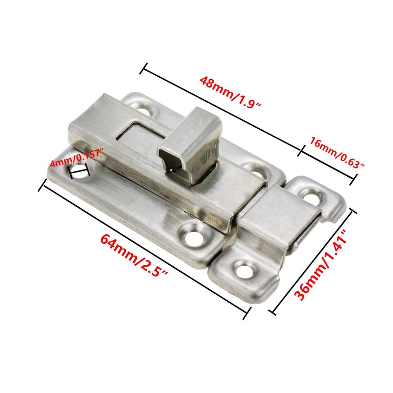 Rannb Slide Latch Lock 2-1/2" Barrel Bolt Stainless Steel Latch