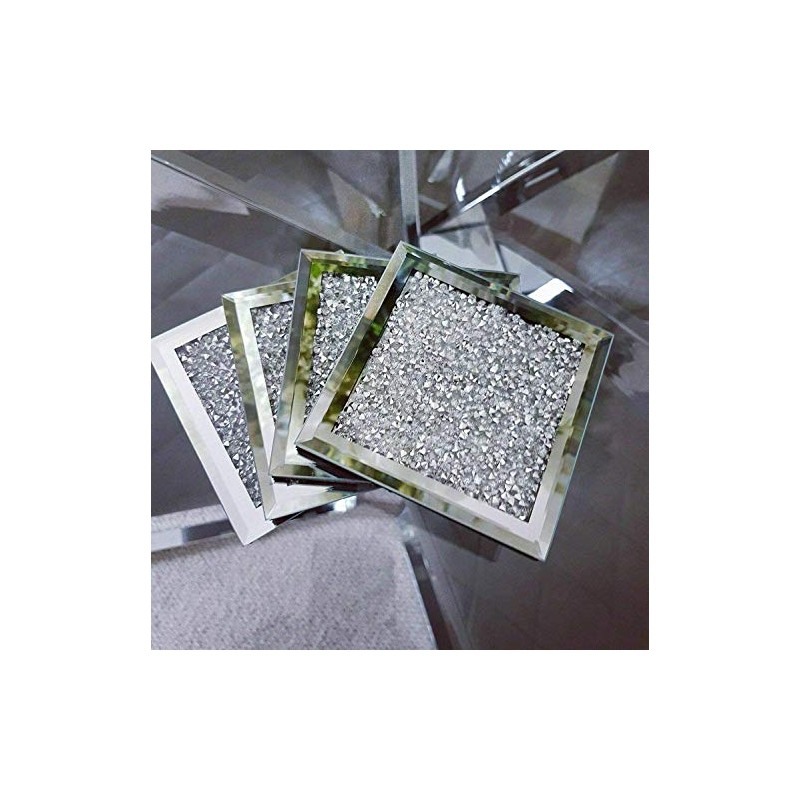 PRESTINE Glamorous & Glitzy Set of 4 Crushed Crystal Coasters