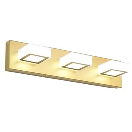 Ralbay Ralbay Gold Bathroom Vanity Lights 3 Lights LED Modern Gold Vanity Lights Over Mirror Fixture Acrylic Gold Vanity Wall Light (White Light 6000K)