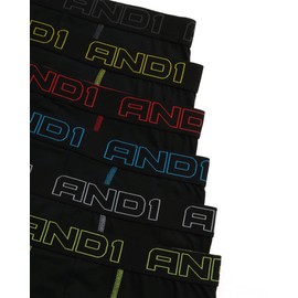 AND1 Men's Boxer Briefs – 6 Pack Comfort Stretch Performance Men's Underwear - Soft Athletic Boxers for Men (Sizes: S-3XL), Size Large, Black